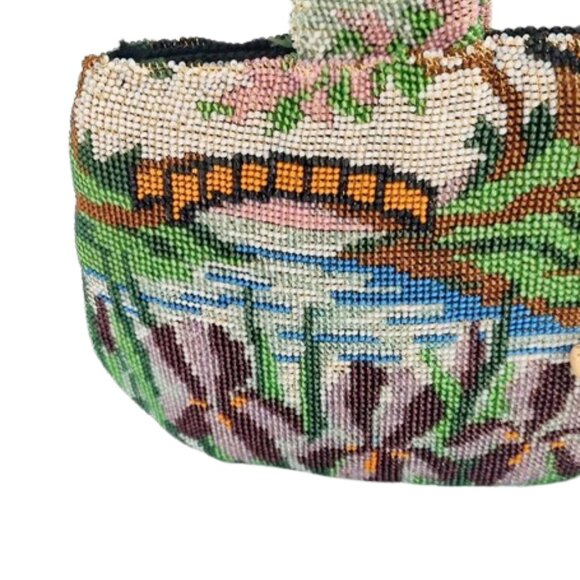 1950s Vintage Fre-Mor Multi Colored Beaded Small Evening Clutch Bag With Flowers - Picture 4 of 6